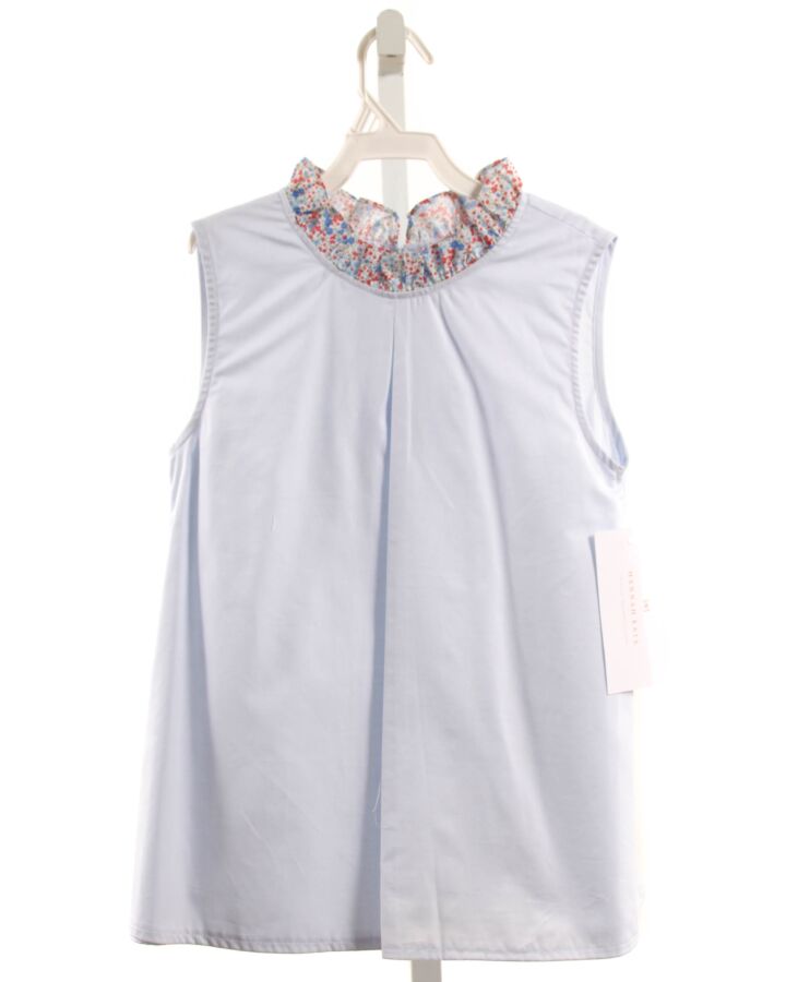 HANNAH KATE  LT BLUE    SLEEVELESS SHIRT WITH RUFFLE