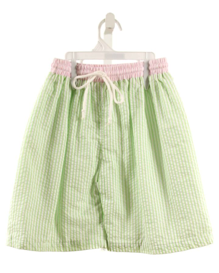 SOUTHERN SUNSHINE KIDS  LT GREEN SEERSUCKER STRIPED  SHORTS