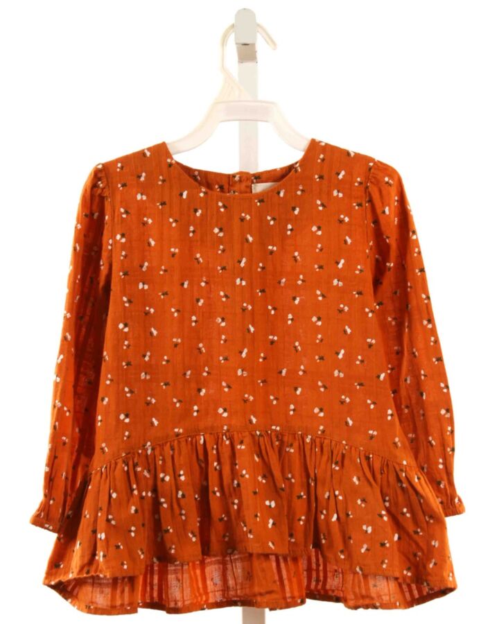 VIGNETTE  ORANGE  FLORAL  SHIRT-LS