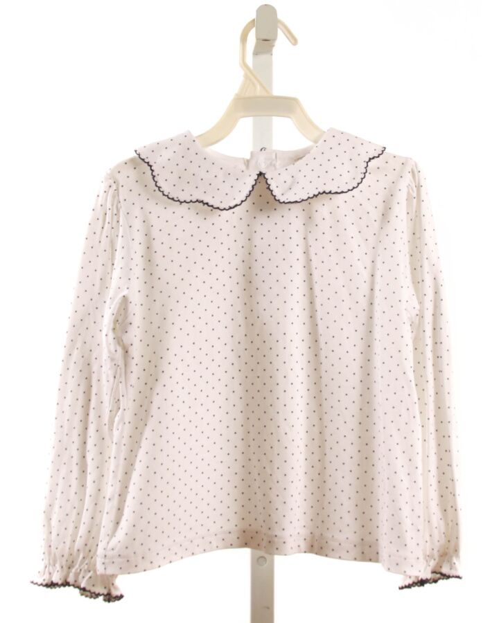 THE BEAUFORT BONNET COMPANY  NAVY  POLKA DOT  KNIT LS SHIRT WITH PICOT STITCHING