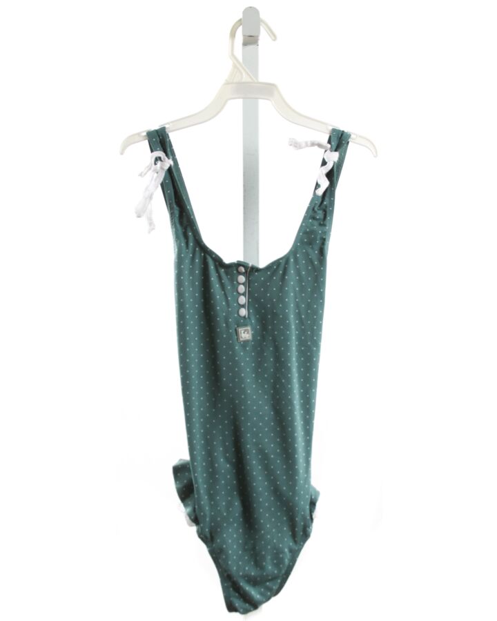 AL AGUA PATOS  GREEN  POLKA DOT  1-PIECE SWIMSUIT WITH LACE TRIM