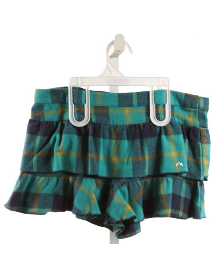 NANOS  AQUA FLANNEL PLAID  SHORTS WITH RUFFLE