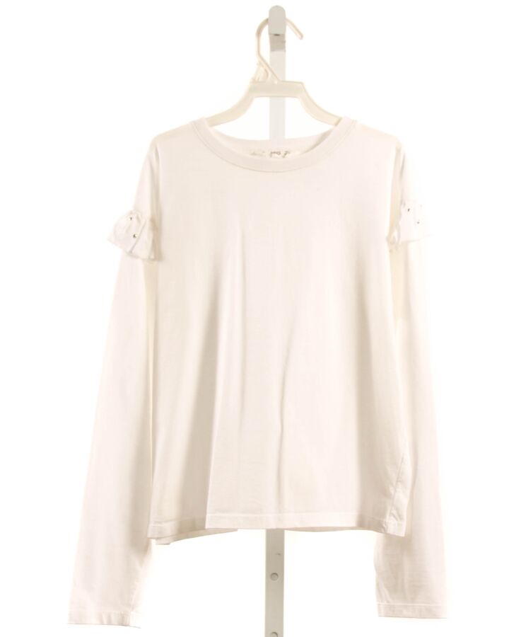 MANGO  WHITE    KNIT LS SHIRT WITH RUFFLE