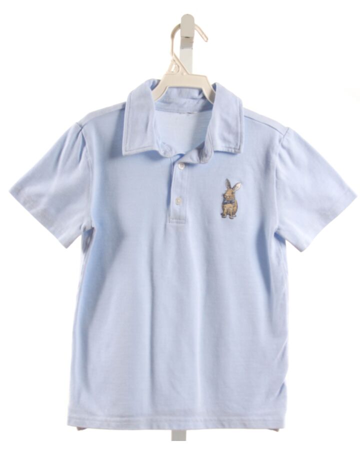 NO TAG  LT BLUE   EMBROIDERED KNIT SS SHIRT