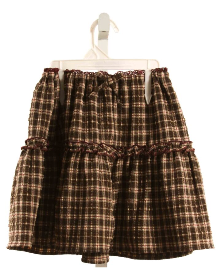 ZARA  BROWN SEERSUCKER PLAID  SKIRT