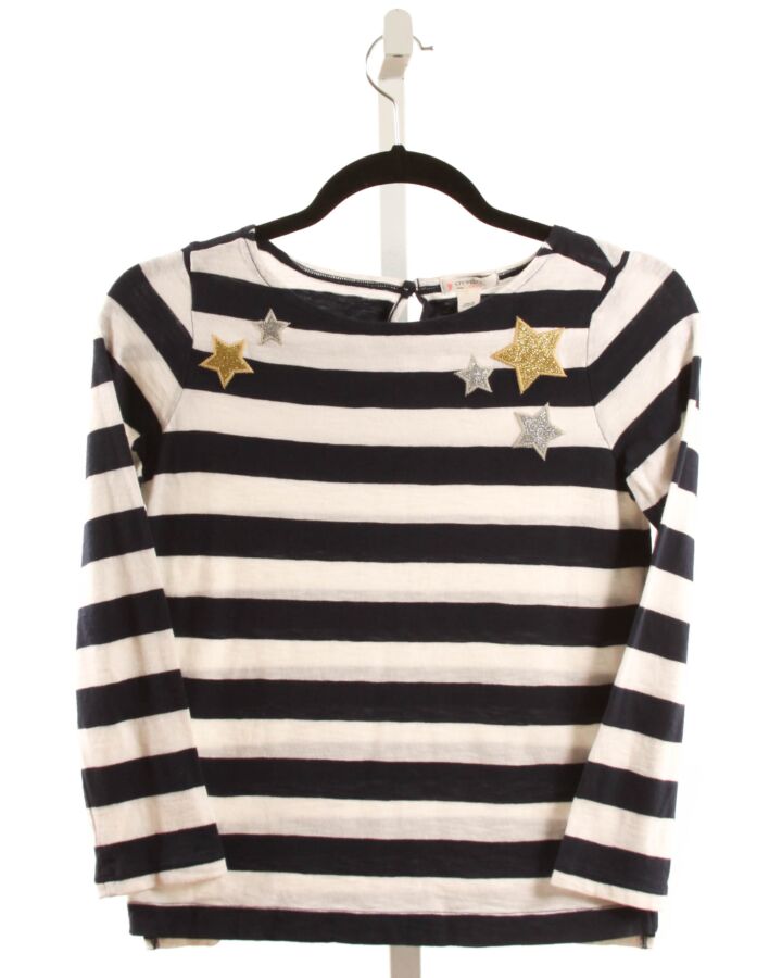 CREWCUTS  NAVY  STRIPED APPLIQUED KNIT LS SHIRT