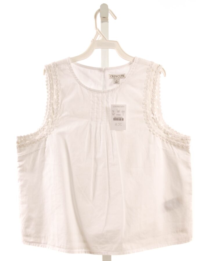 CREWCUTS  WHITE    SLEEVELESS SHIRT WITH RIC RAC