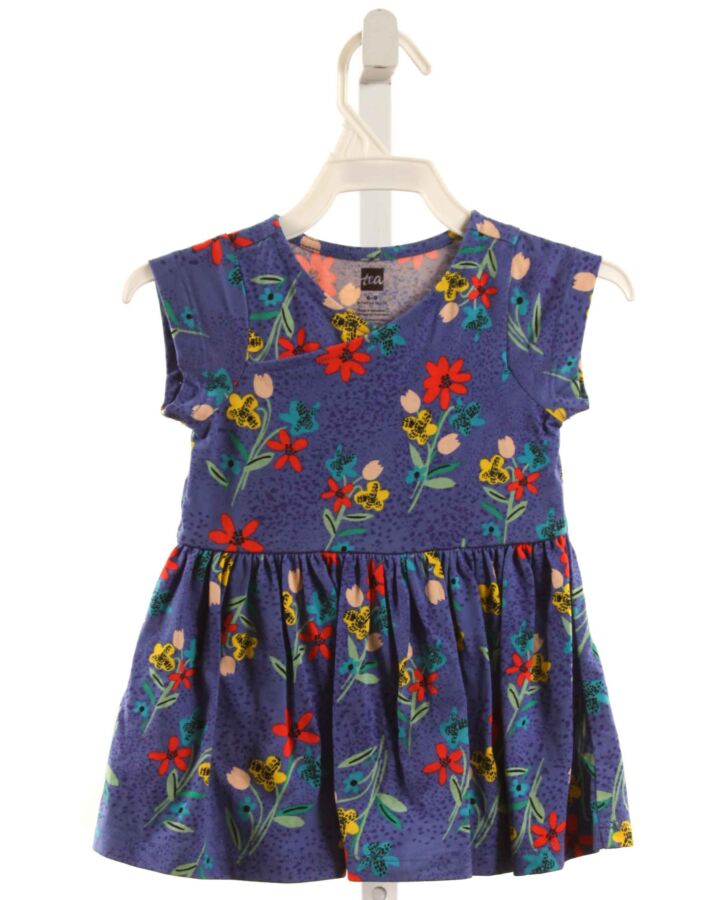TEA  BLUE  FLORAL  KNIT DRESS