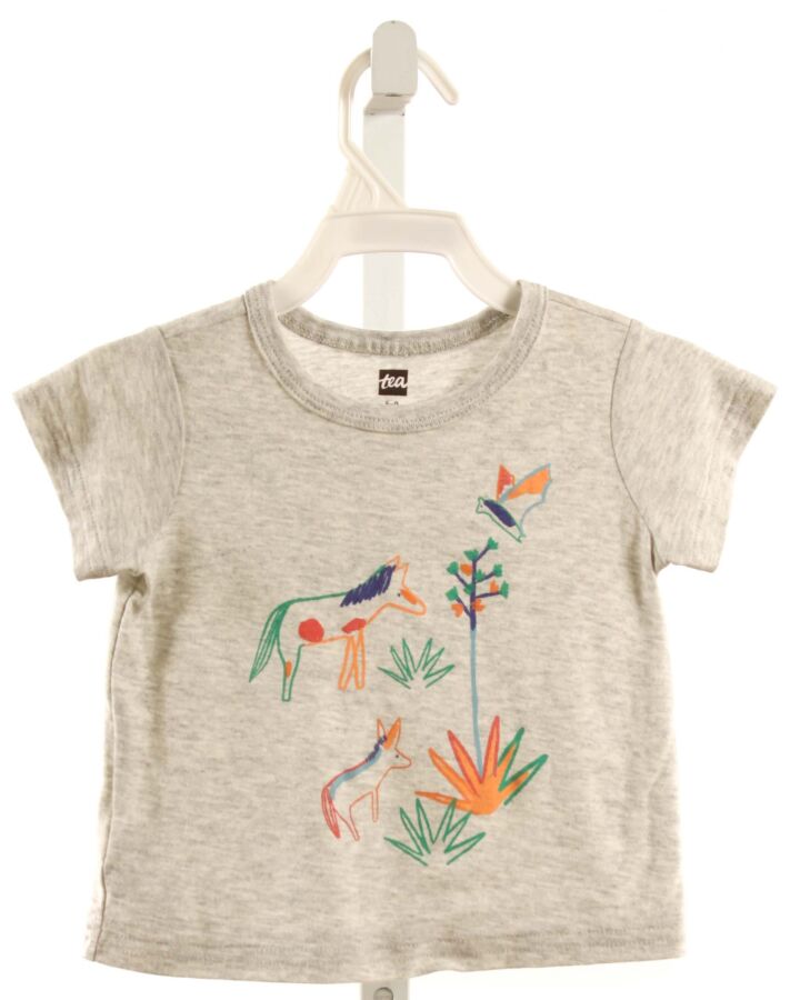 TEA  GRAY   PRINTED DESIGN T-SHIRT