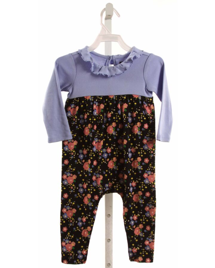 TEA  BLACK  FLORAL  KNIT ROMPER WITH RUFFLE