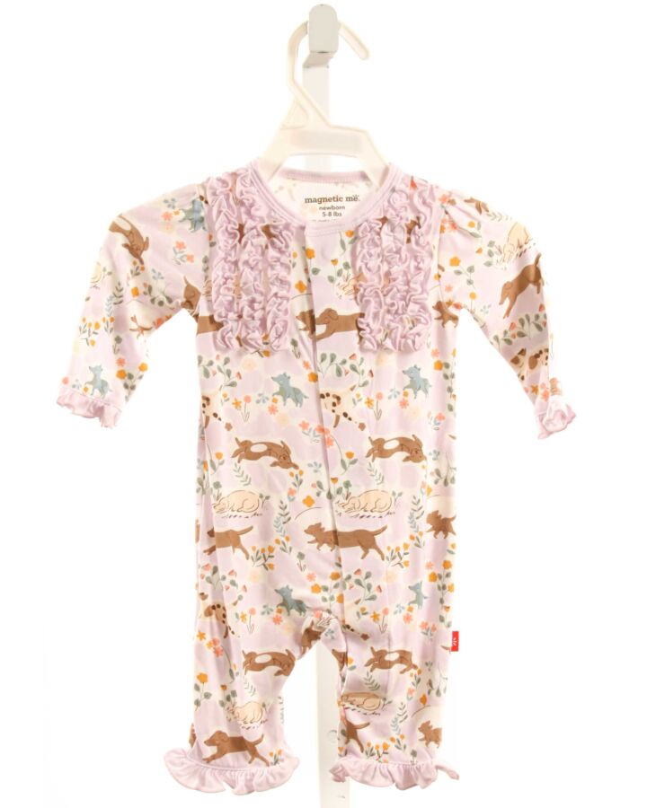 MAGNETIC ME  LAVENDER  FLORAL  KNIT ROMPER WITH RUFFLE