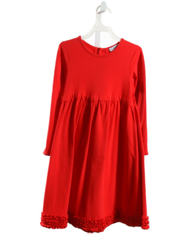 JUST BLANKS  RED    KNIT DRESS WITH RUFFLE