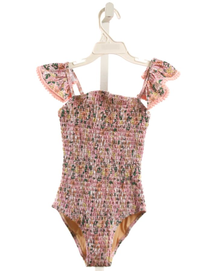 SHADE CRITTERS  PINK  FLORAL SMOCKED 1-PIECE SWIMSUIT