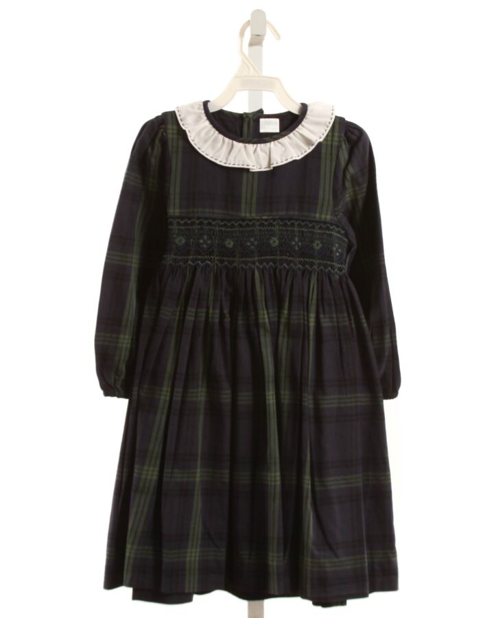 EDGEHILL COLLECTION  NAVY  PLAID SMOCKED DRESS