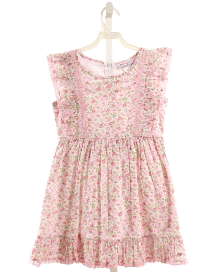 AMERICAN GIRL  PINK  FLORAL  DRESS WITH LACE TRIM