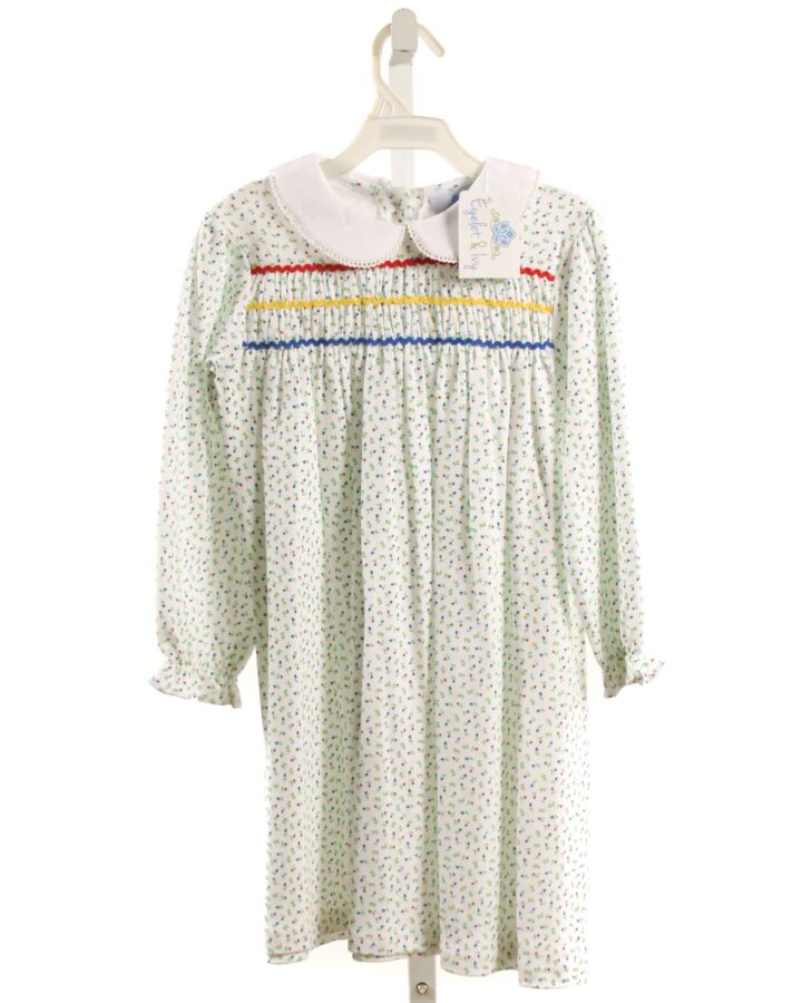 EYELET & IVY  WHITE  FLORAL SMOCKED KNIT DRESS