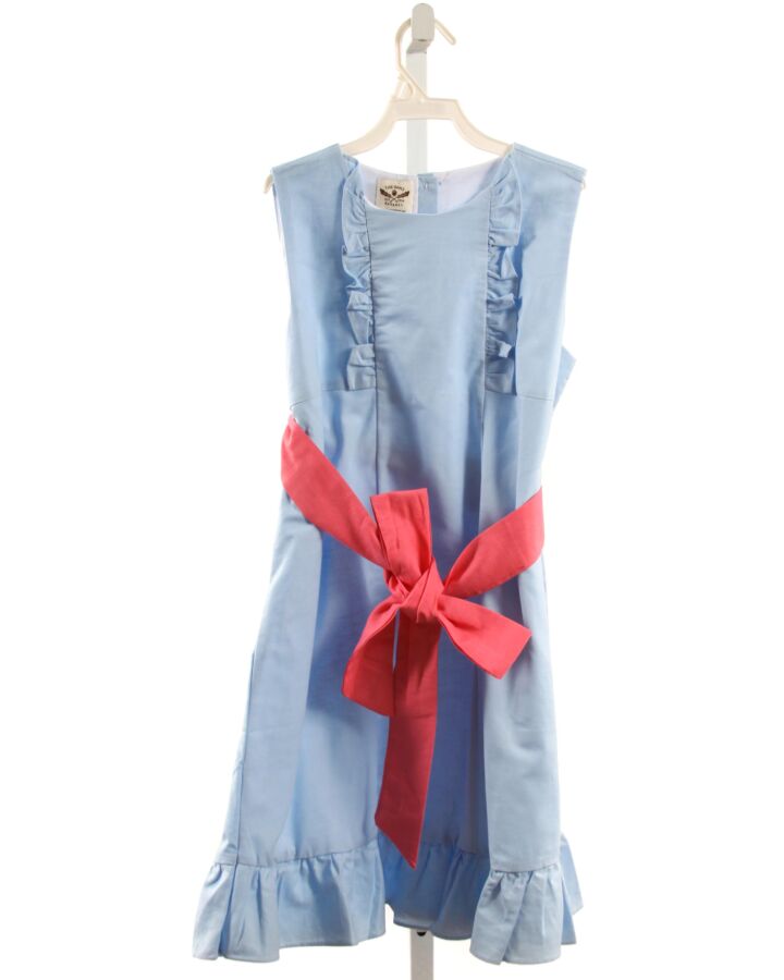 THE OAKS APPAREL   LT BLUE LINEN   DRESS WITH RUFFLE