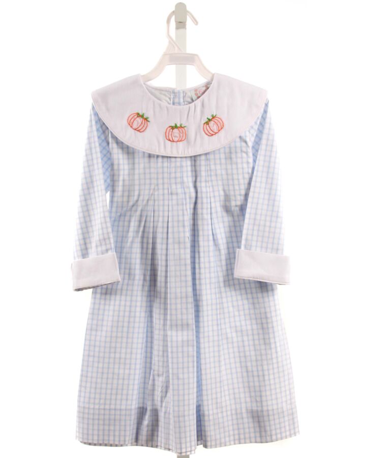 CECIL & LOU  LT BLUE  WINDOWPANE EMBROIDERED DRESS
