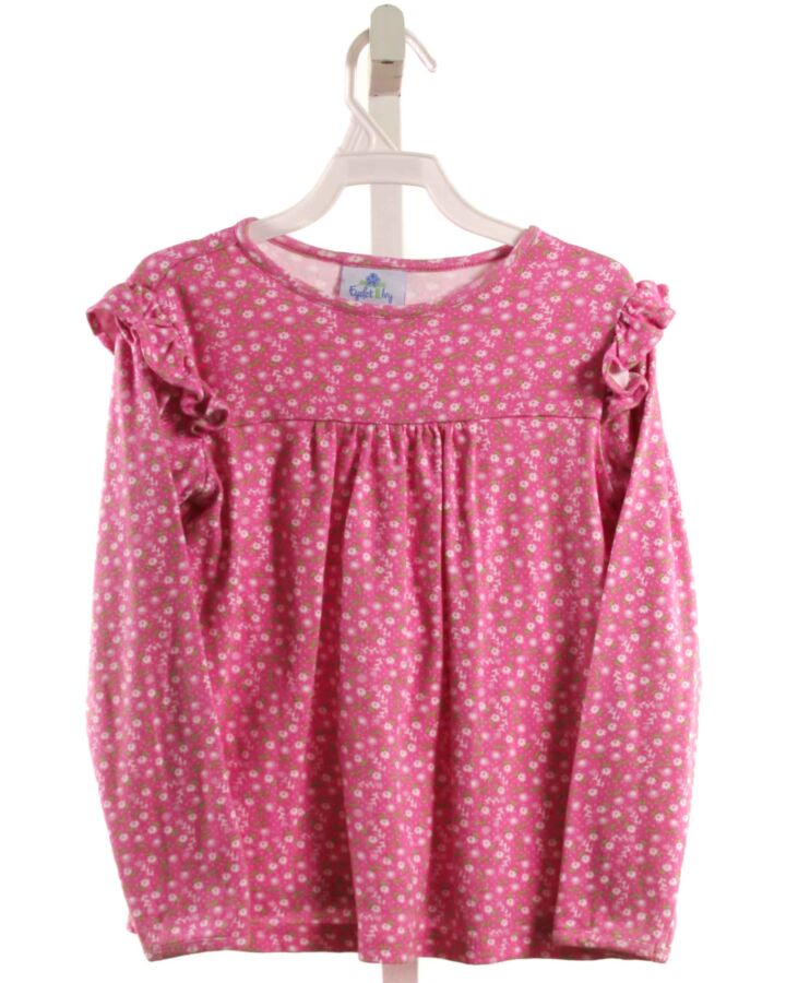 EYELET & IVY  PINK  FLORAL  KNIT LS SHIRT WITH RUFFLE