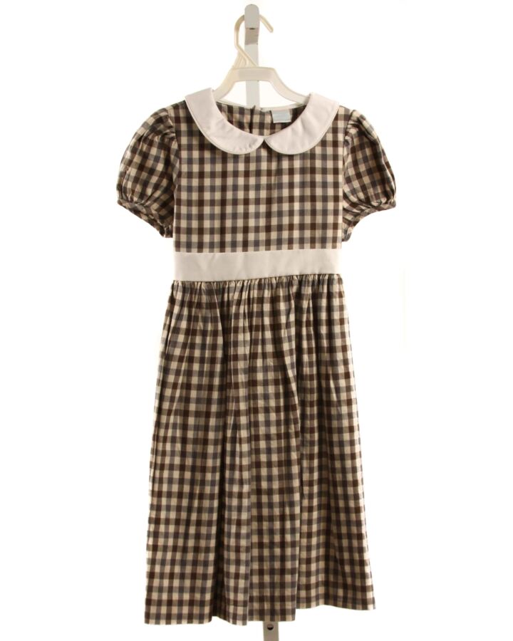 EDGEHILL COLLECTION  BROWN  GINGHAM  DRESS