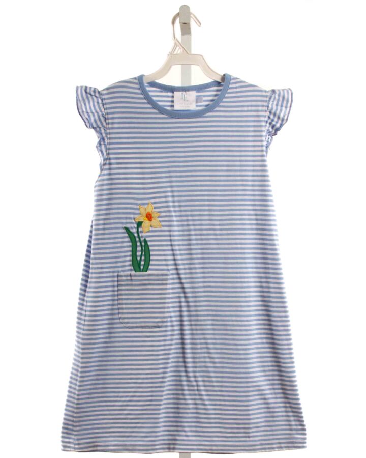 LITTLE ENGLISH  BLUE  STRIPED APPLIQUED KNIT DRESS