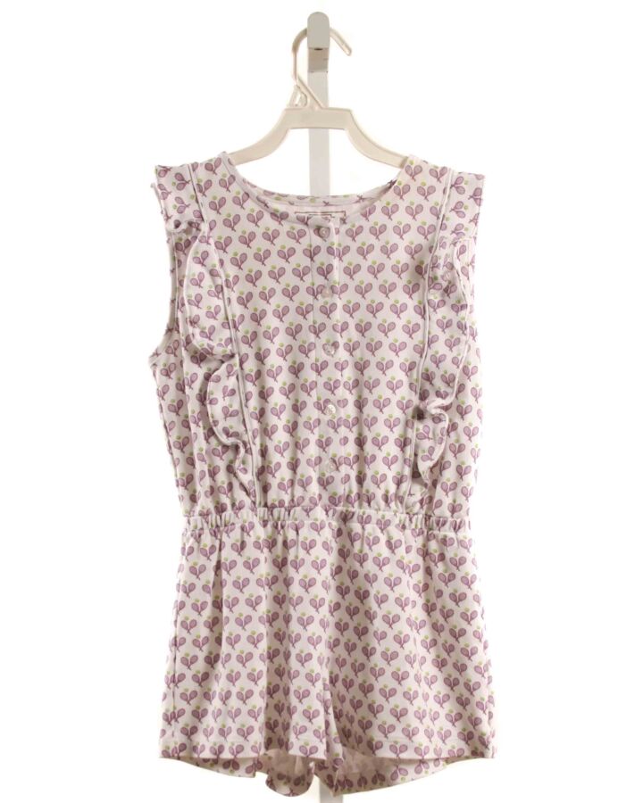 LILA + HAYES  PURPLE  PRINT  KNIT ROMPER WITH RUFFLE