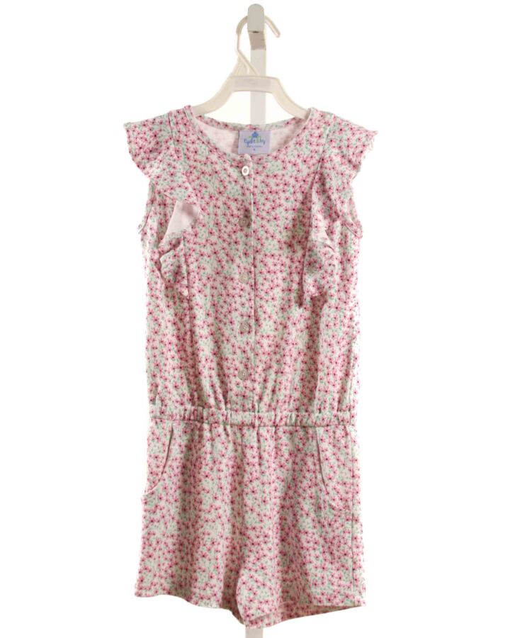 EYELET & IVY  PINK  FLORAL  KNIT ROMPER WITH RUFFLE
