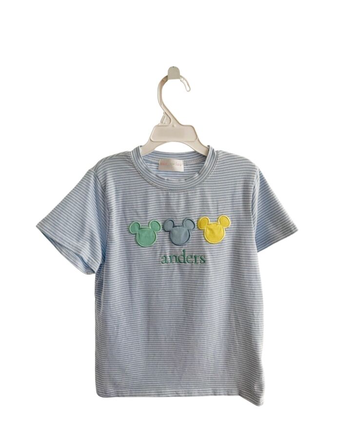 CECIL & LOU  LT BLUE  STRIPED APPLIQUED KNIT SS SHIRT