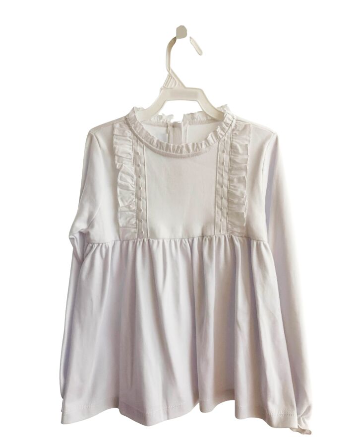 LITTLE ENGLISH  WHITE    KNIT LS SHIRT WITH RUFFLE