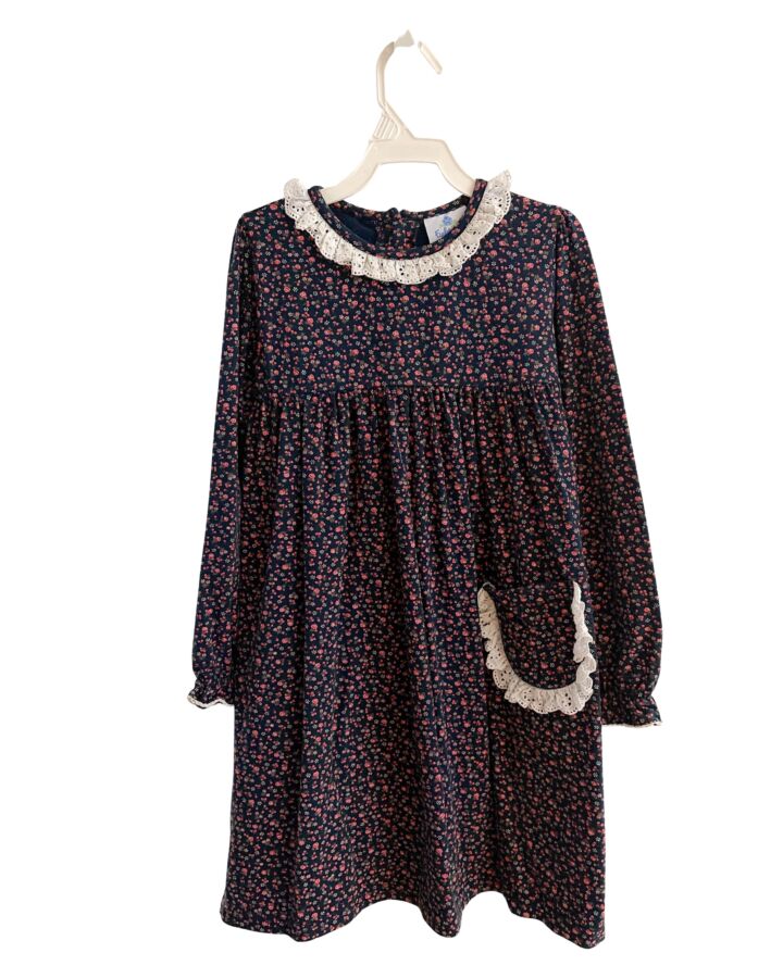 EYELET & IVY  BLUE  FLORAL  KNIT DRESS WITH EYELET TRIM