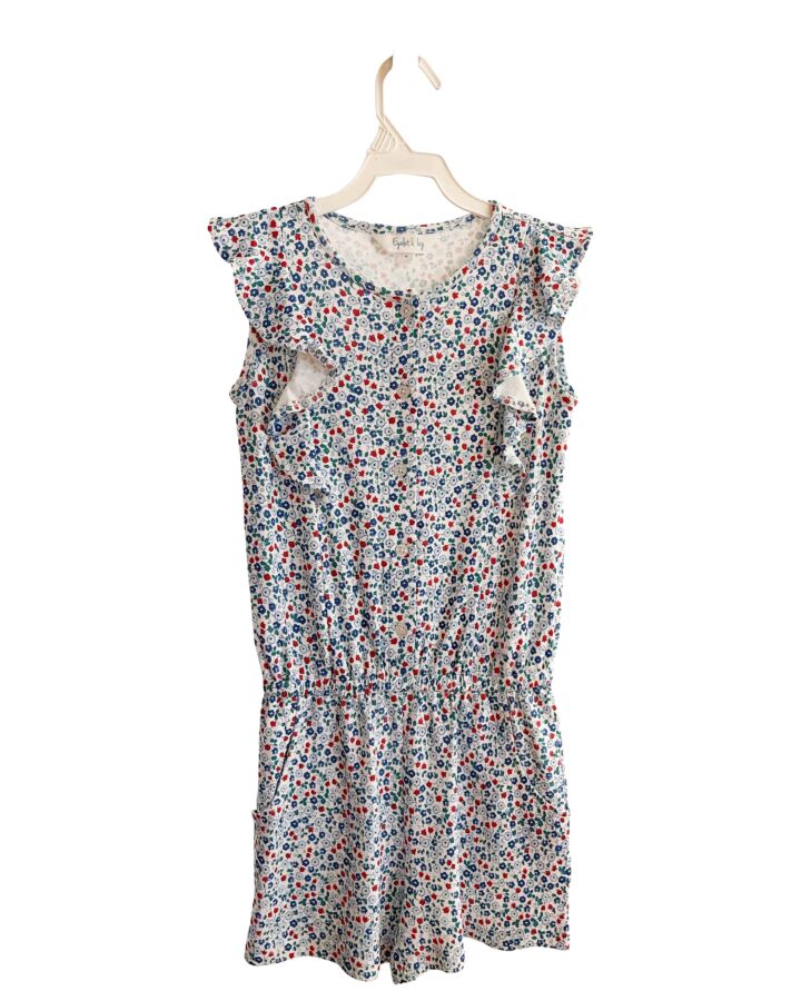 EYELET & IVY  BLUE  FLORAL  KNIT ROMPER WITH RUFFLE