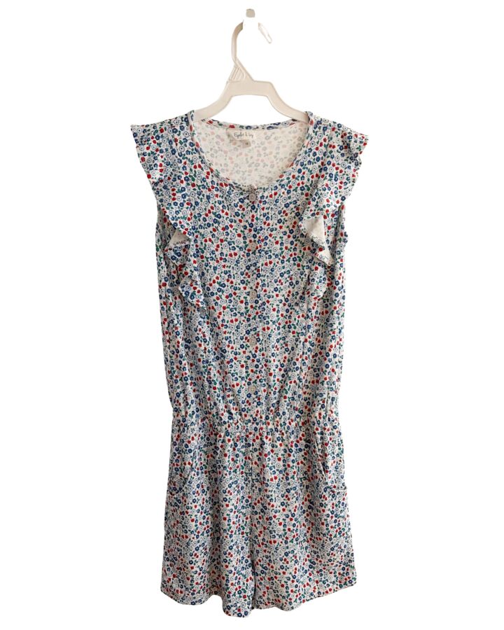 EYELET & IVY  BLUE  FLORAL  KNIT ROMPER WITH RUFFLE