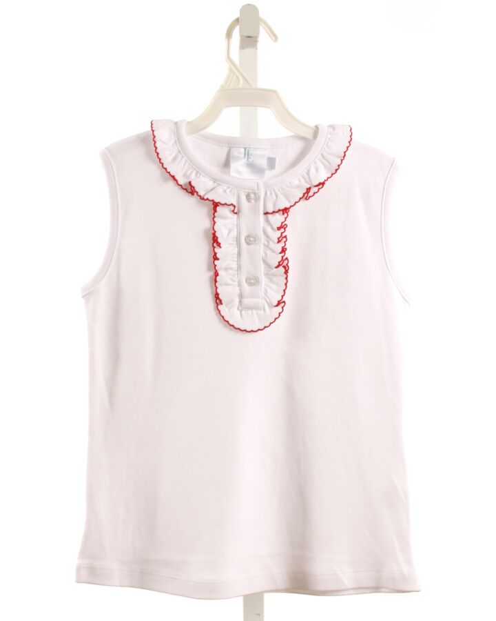 LITTLE ENGLISH  WHITE KNIT   SLEEVELESS SHIRT WITH PICOT STITCHING