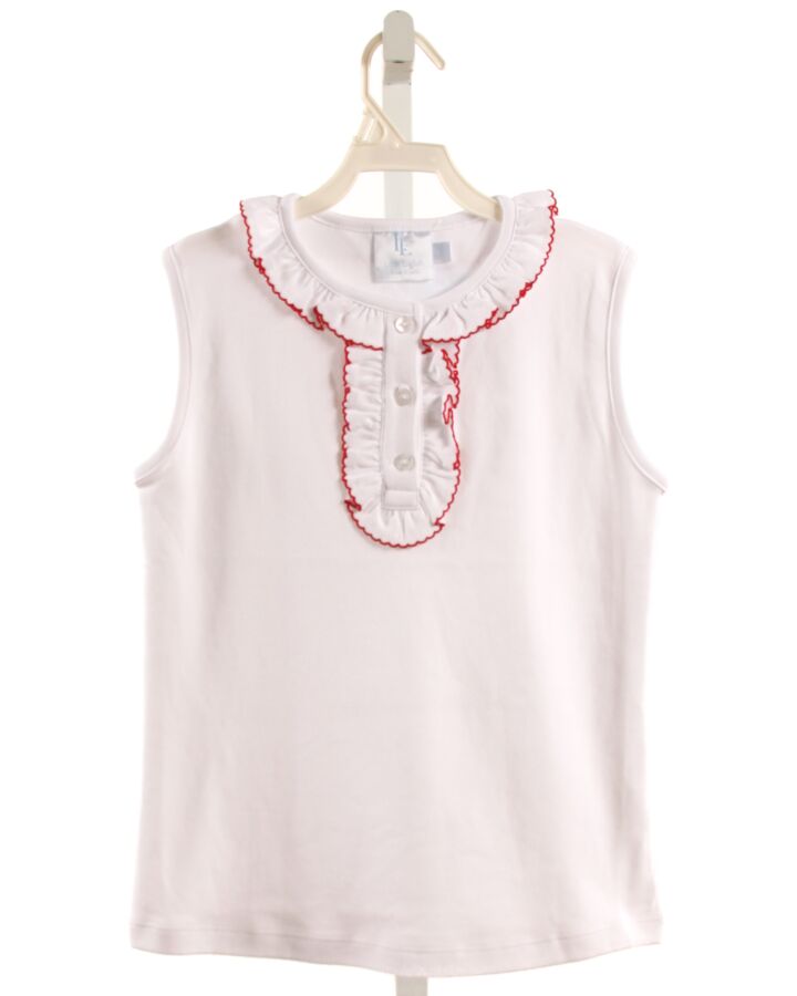 LITTLE ENGLISH  WHITE KNIT   SLEEVELESS SHIRT WITH PICOT STITCHING