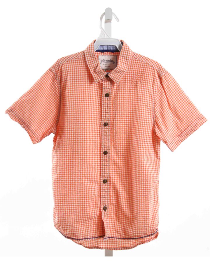 JOHNNIE-B  ORANGE SEERSUCKER GINGHAM  DRESS SHIRT