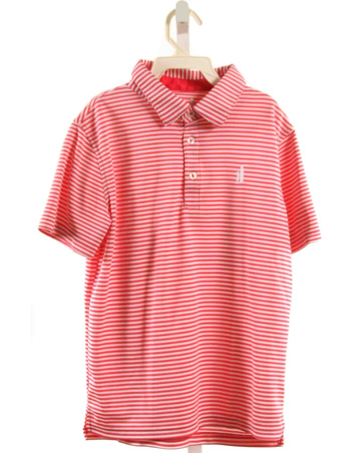 JOHNNIE-O  HOT PINK  STRIPED  KNIT SS SHIRT