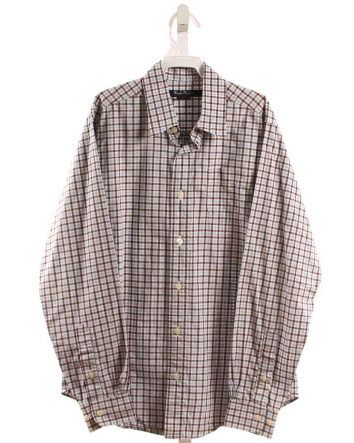 BROOKS BROTHERS  BROWN  PLAID  DRESS SHIRT
