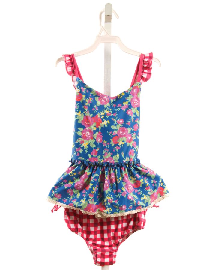 SWEET HONEY  BLUE  FLORAL  2-PIECE SWIMSUIT WITH LACE TRIM