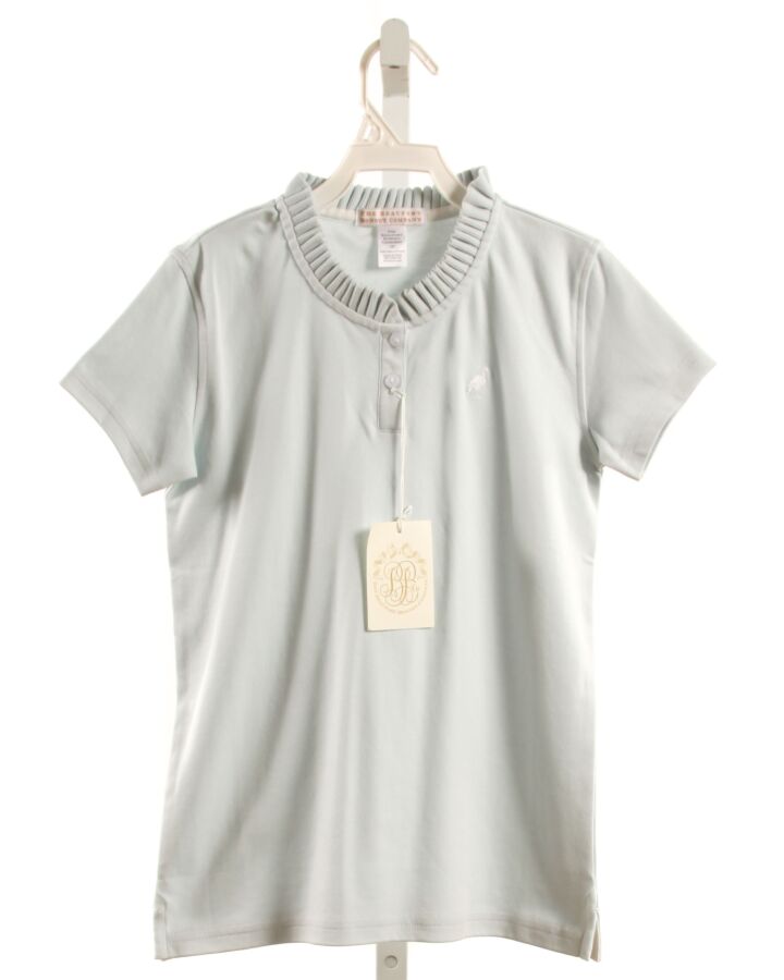 THE BEAUFORT BONNET COMPANY  LT BLUE    KNIT SS SHIRT WITH RUFFLE