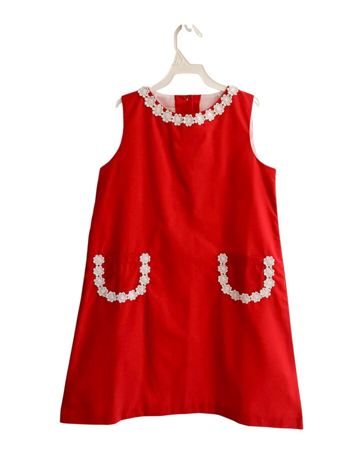 THE BEAUFORT BONNET COMPANY  RED    DRESS WITH LACE TRIM