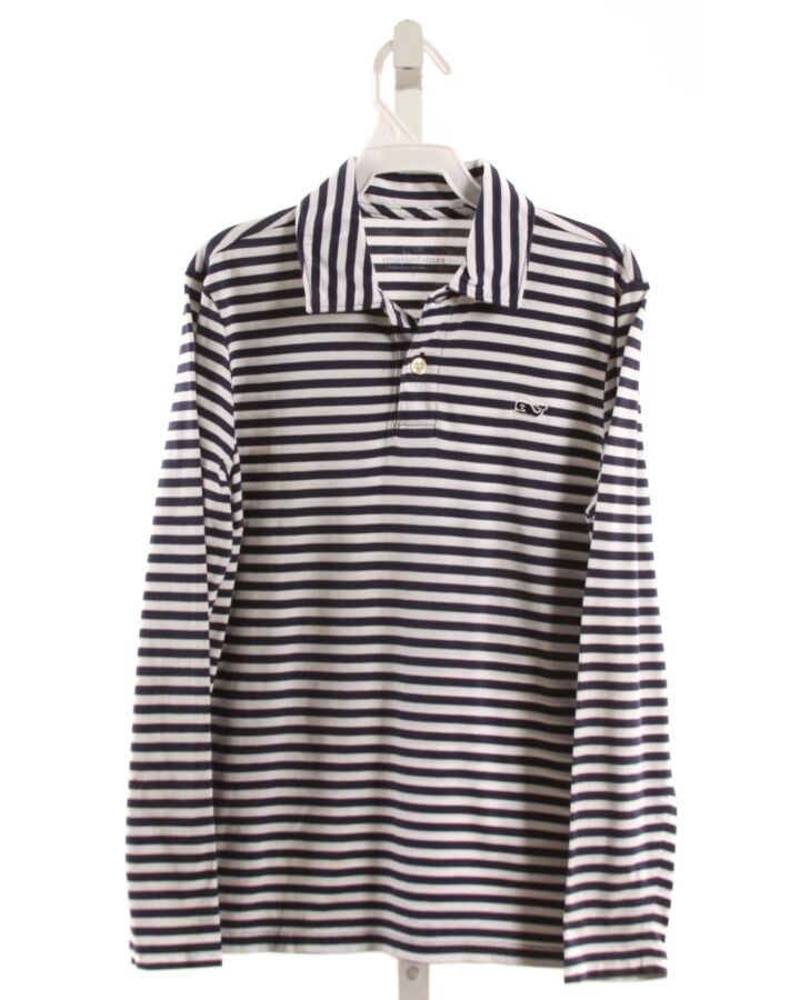 VINEYARD VINES  NAVY  STRIPED  KNIT LS SHIRT