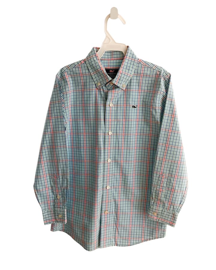 VINEYARD VINES  AQUA  PLAID  DRESS SHIRT