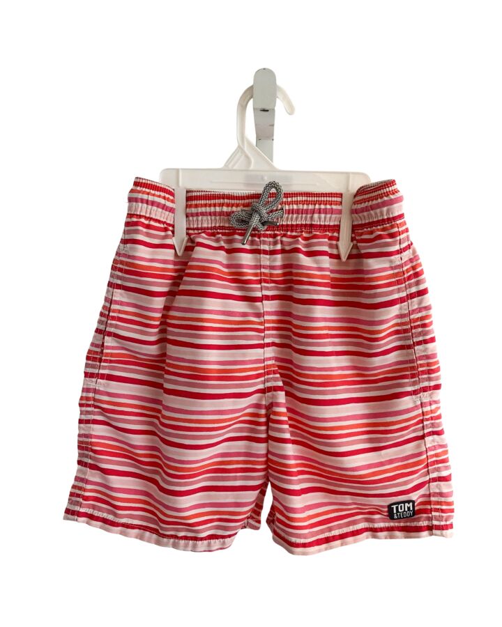 TOM & TEDDY  RED  STRIPED  SWIM TRUNKS