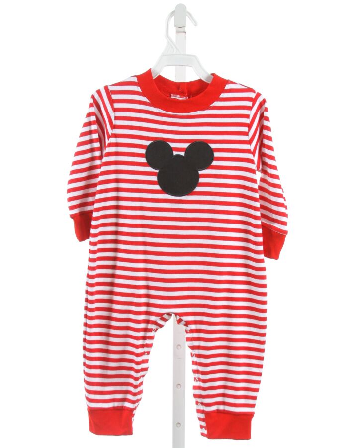 CLAIRE AND CHARLIE  RED  STRIPED APPLIQUED KNIT ROMPER