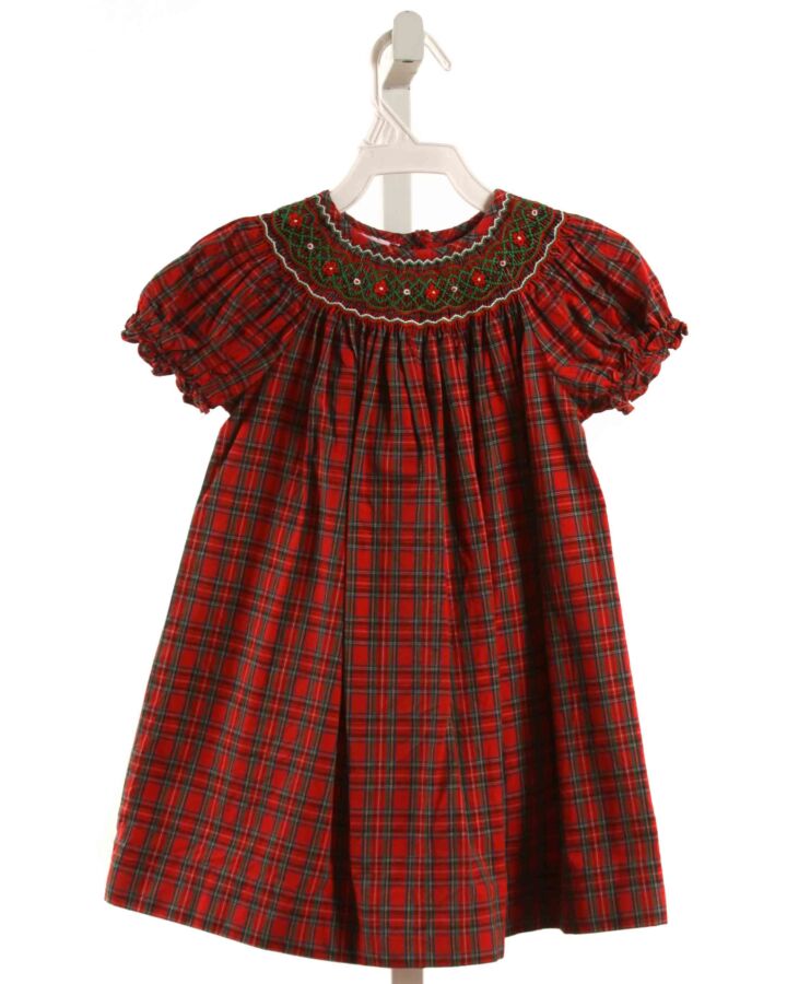 PETIT BEBE  RED  PLAID SMOCKED DRESS