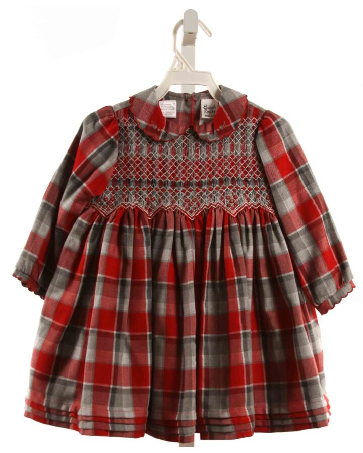 SARAH LOUISE  RED  PLAID SMOCKED DRESS