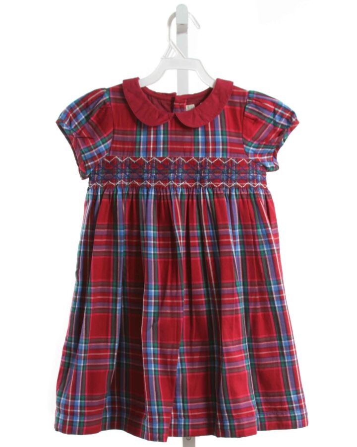 JOJO MAMAN BEBE  MAROON  PLAID SMOCKED DRESS