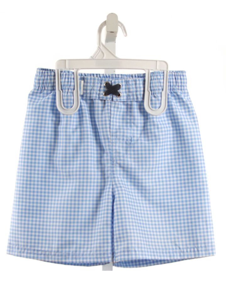 RUFFLE BUTTS  LT BLUE  GINGHAM  SWIM TRUNKS