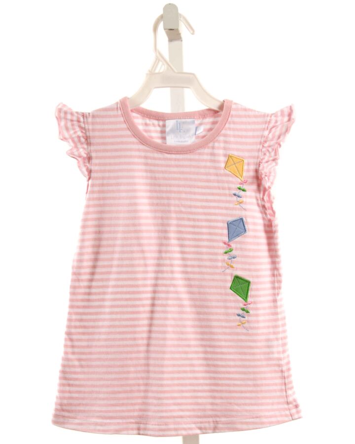 LITTLE ENGLISH  LT PINK  STRIPED APPLIQUED SLEEVELESS SHIRT