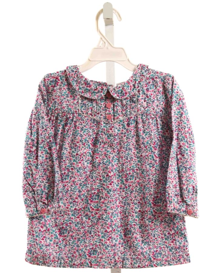 JOJO MAMAN BEBE  PURPLE  FLORAL  DRESS SHIRT WITH PICOT STITCHING